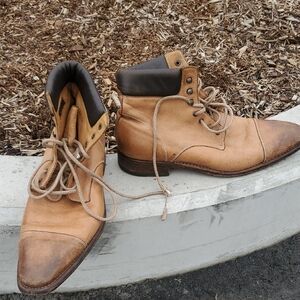 Calzoleria Harris Men's Tan Leather Boots Hand Made In Italy Size 9